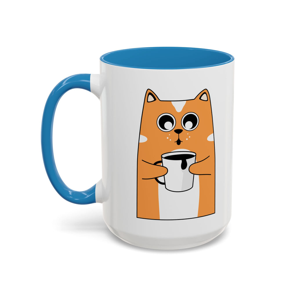 Sleepy Cat Accent Mug — 11/15oz Coffee Cup with Cat Design