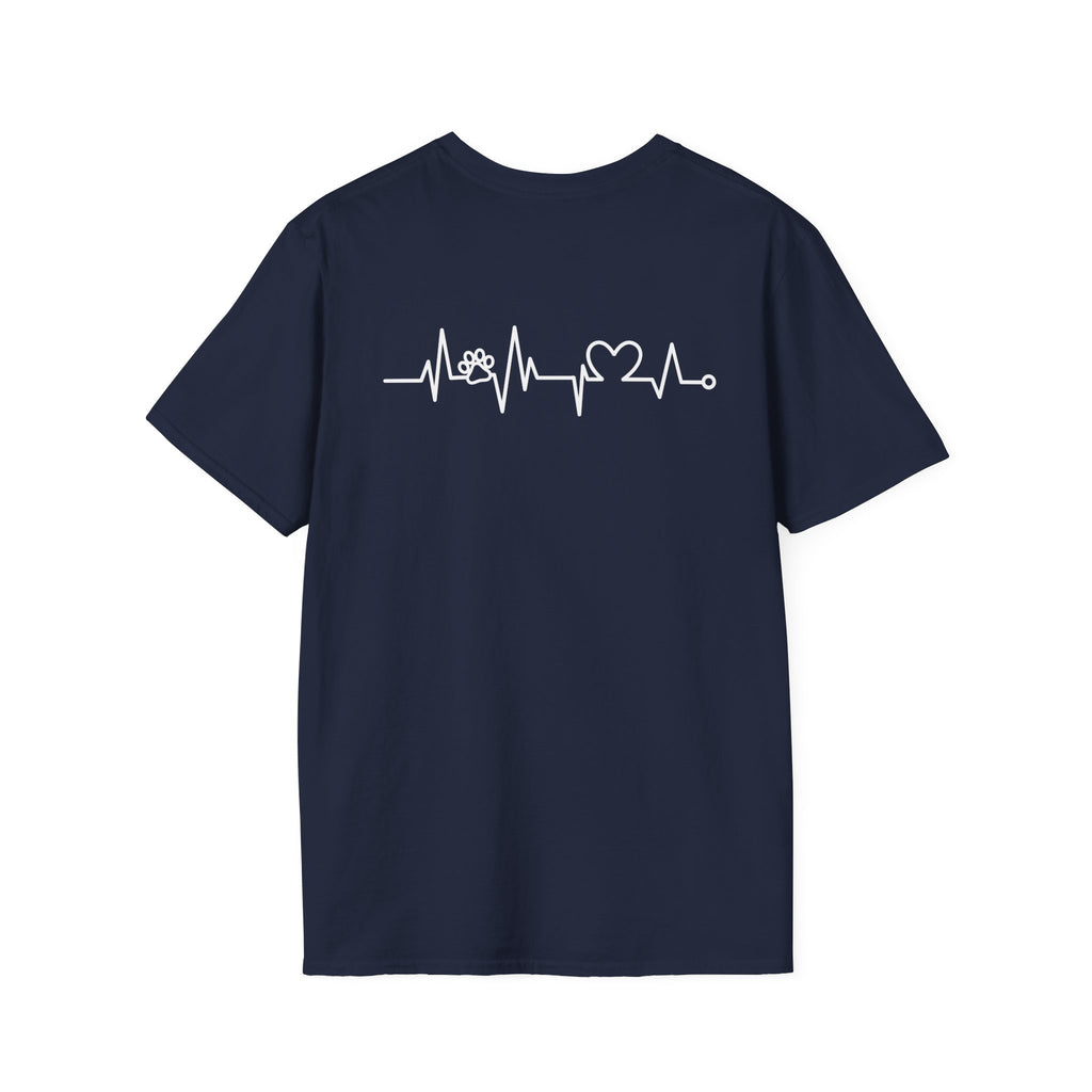 T-Shirt — Paw & Heartbeat EKG Design (Pet Lover Tee)