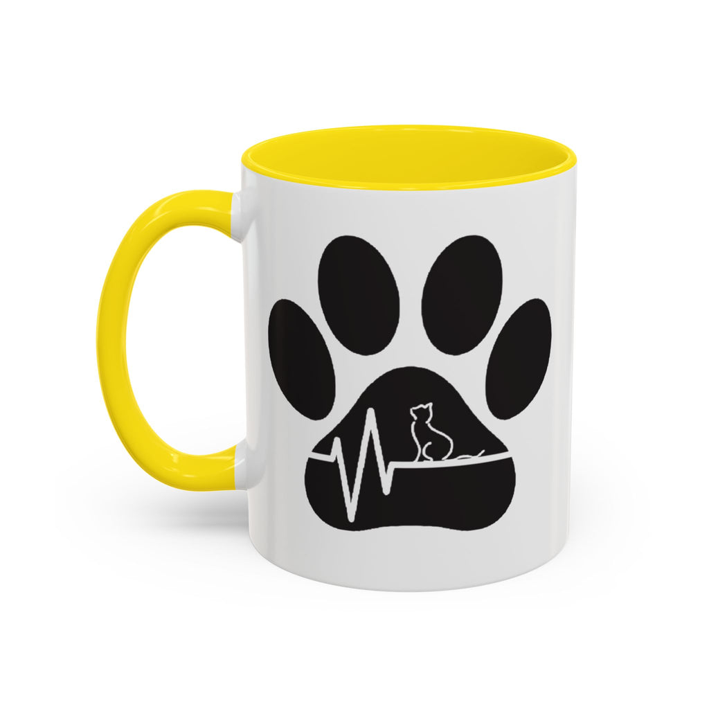 Cat Paw Heartbeat Coffee Mug — Pet Lover Accent Mug (11/15oz)