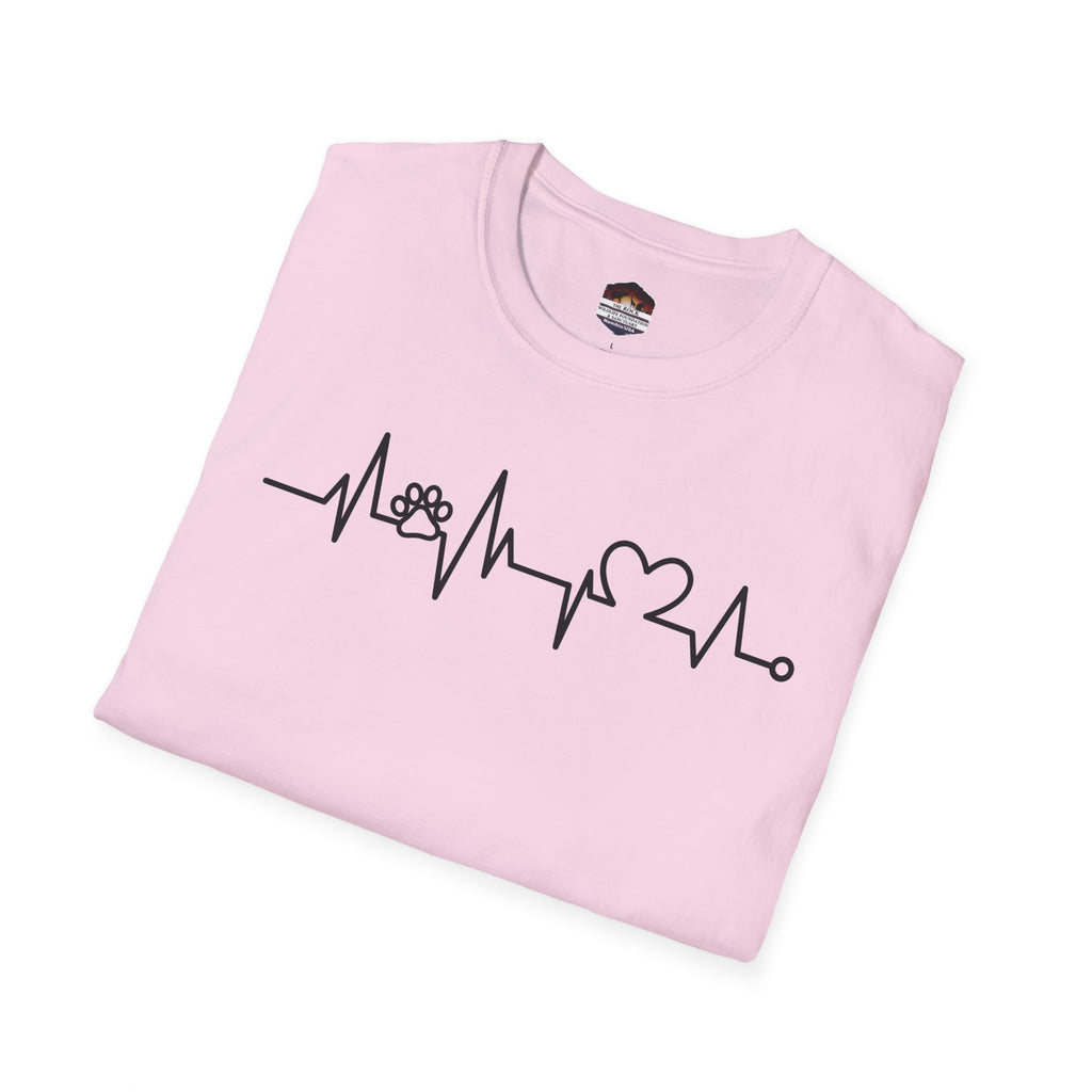 Heartbeat Paw & Heart T-Shirt — Pet Lover EKG Tee