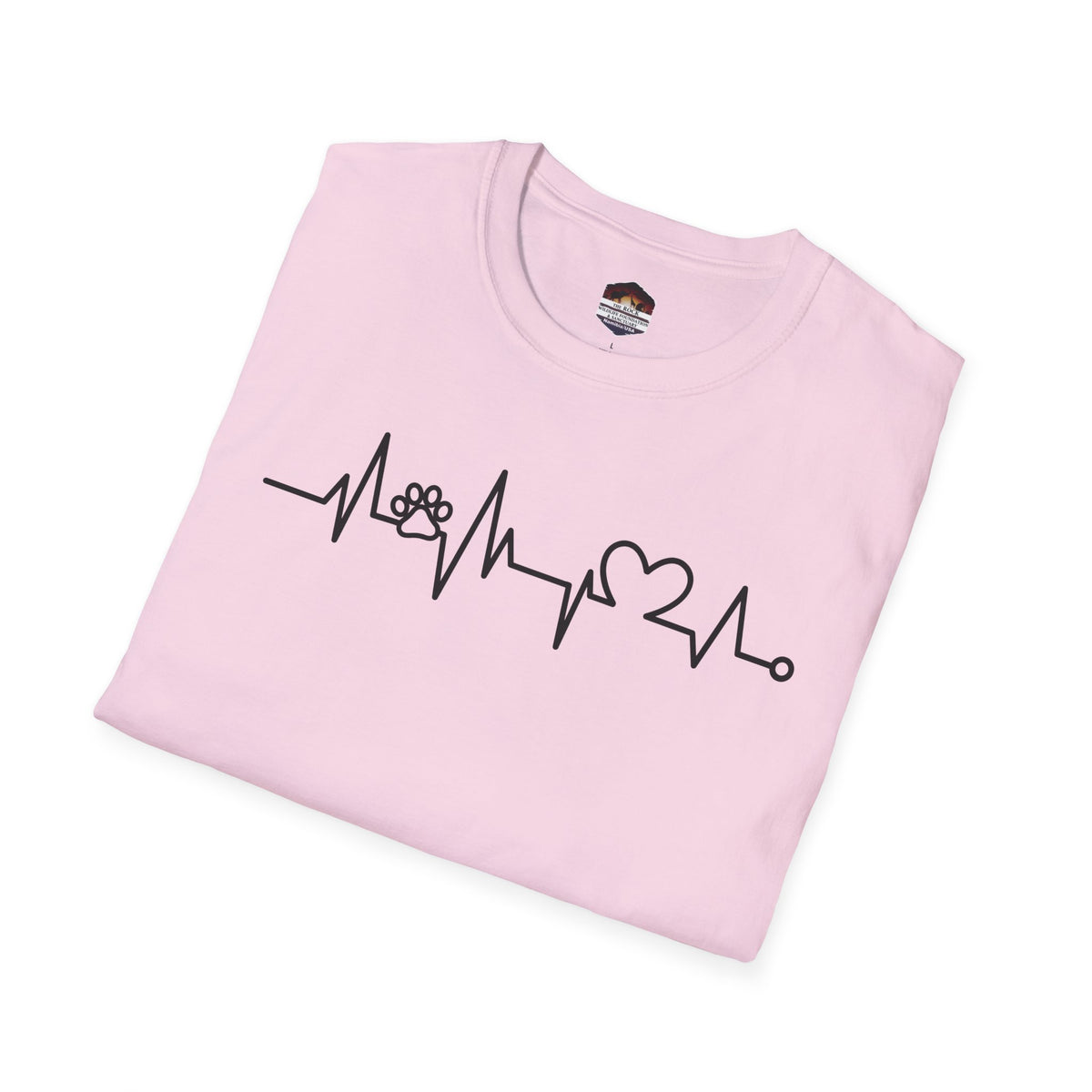 Heartbeat Paw & Heart T-Shirt — Pet Lover EKG Tee
