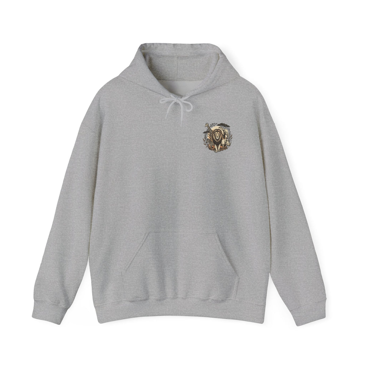 Safari Wildlife Lion Hoodie — Vintage Animal Graphic Pullover