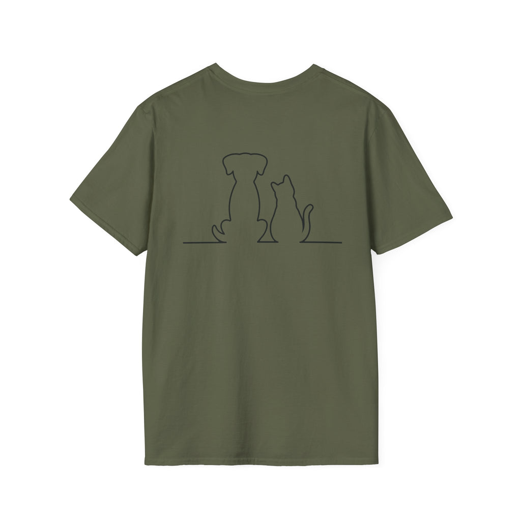 Dog and Cat Outline Tee — Minimal Pet Silhouette T-Shirt