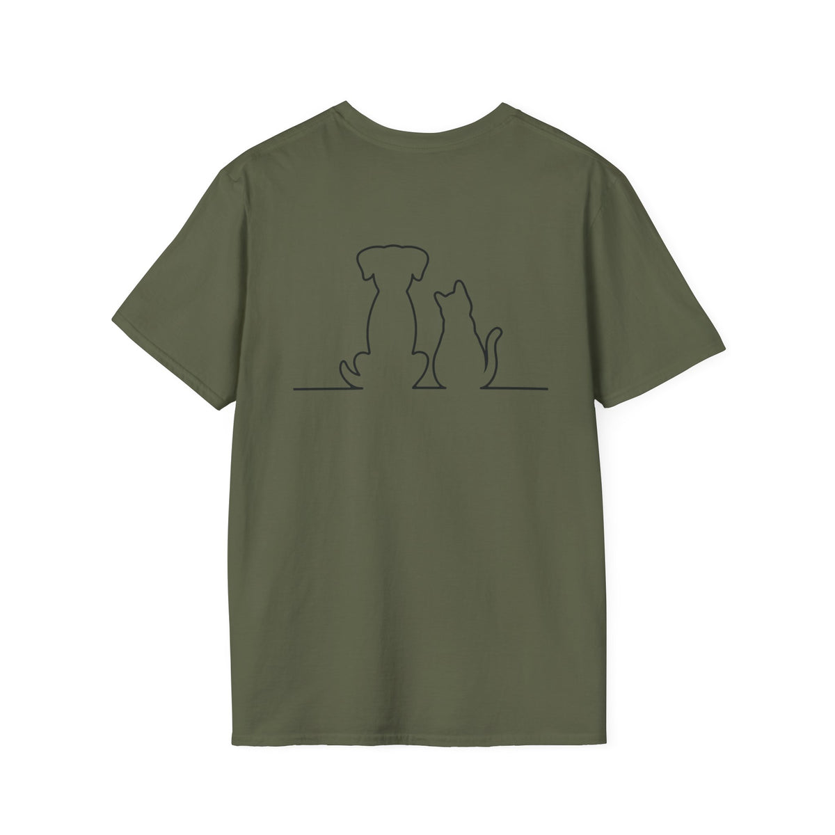 Dog and Cat Outline Tee — Minimal Pet Silhouette T-Shirt
