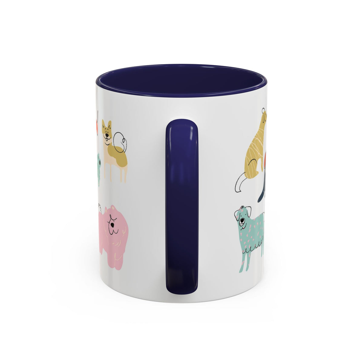 Dog Pattern Accent Coffee Mug — Cute Colorful Dog Breed Illustration (11/15 oz)