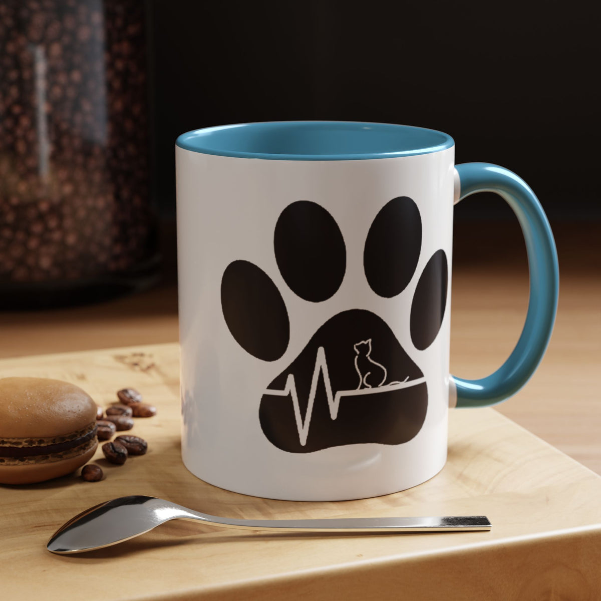 Cat Paw Heartbeat Coffee Mug — Pet Lover Accent Mug (11/15oz)