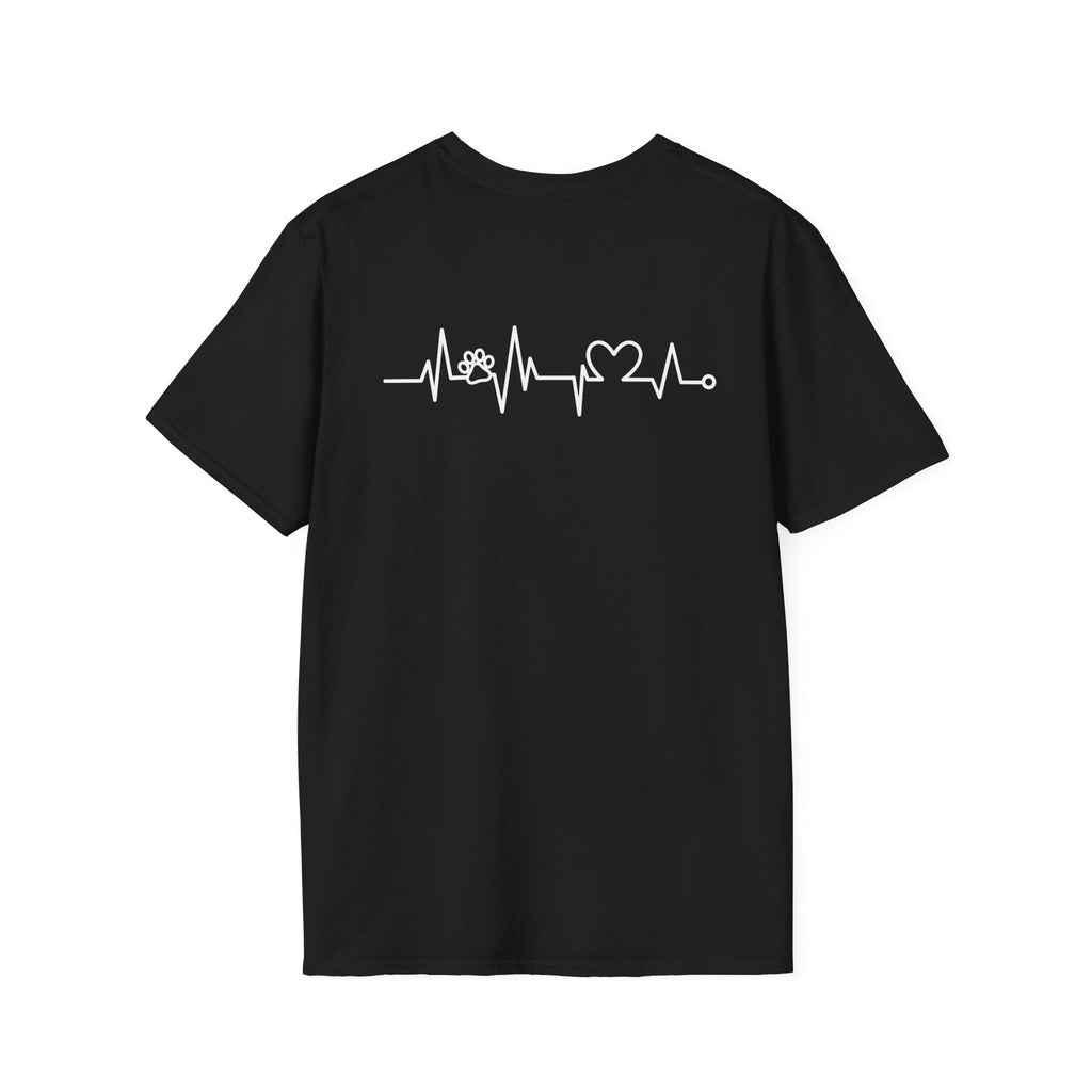 T-Shirt — Paw & Heartbeat EKG Design (Pet Lover Tee)