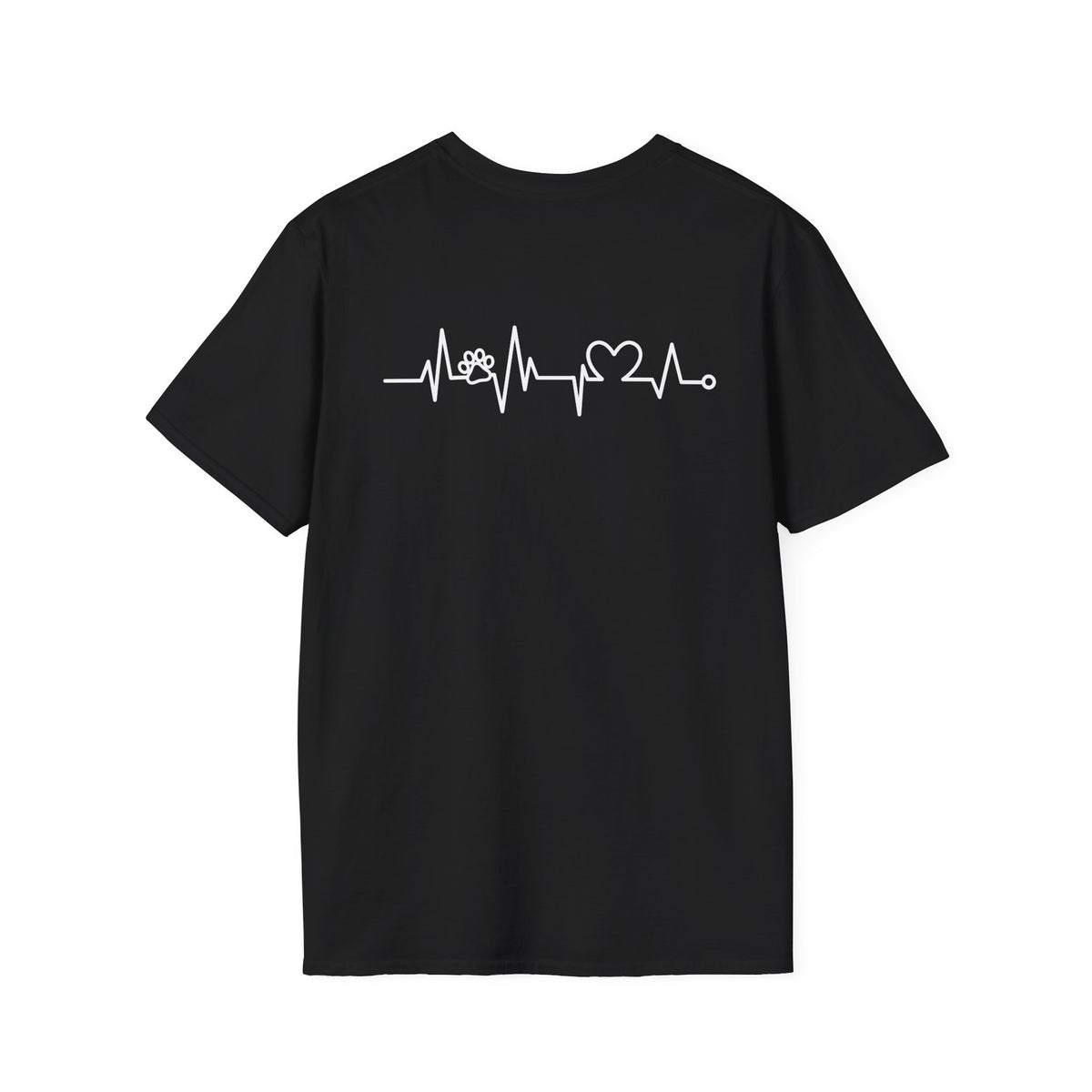 T-Shirt — Paw & Heartbeat EKG Design (Pet Lover Tee)