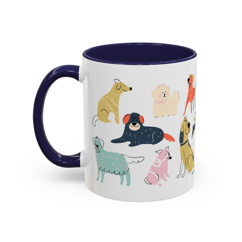 Dog Pattern Accent Coffee Mug — Cute Colorful Dog Breed Illustration (11/15 oz)