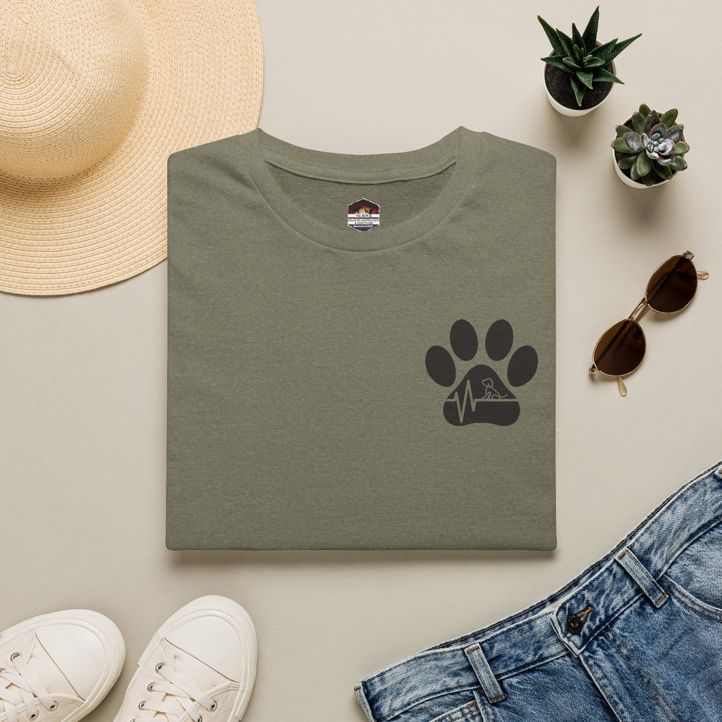 T-Shirt — Paw & Heartbeat EKG Design (Pet Lover Tee)