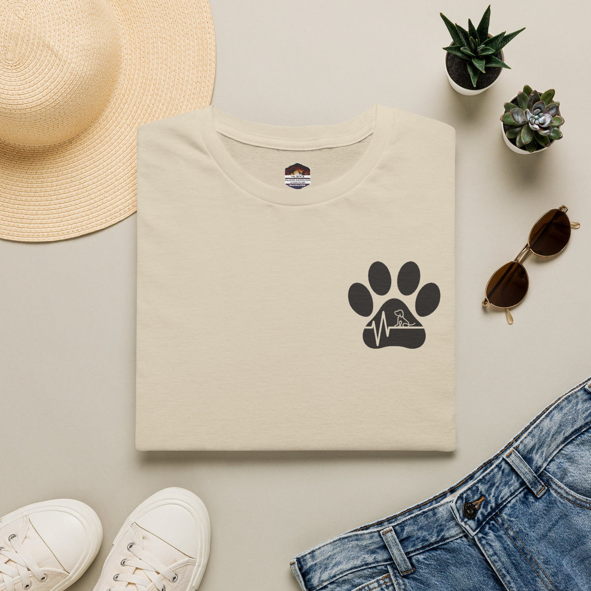 T-Shirt — Paw & Heartbeat EKG Design (Pet Lover Tee)