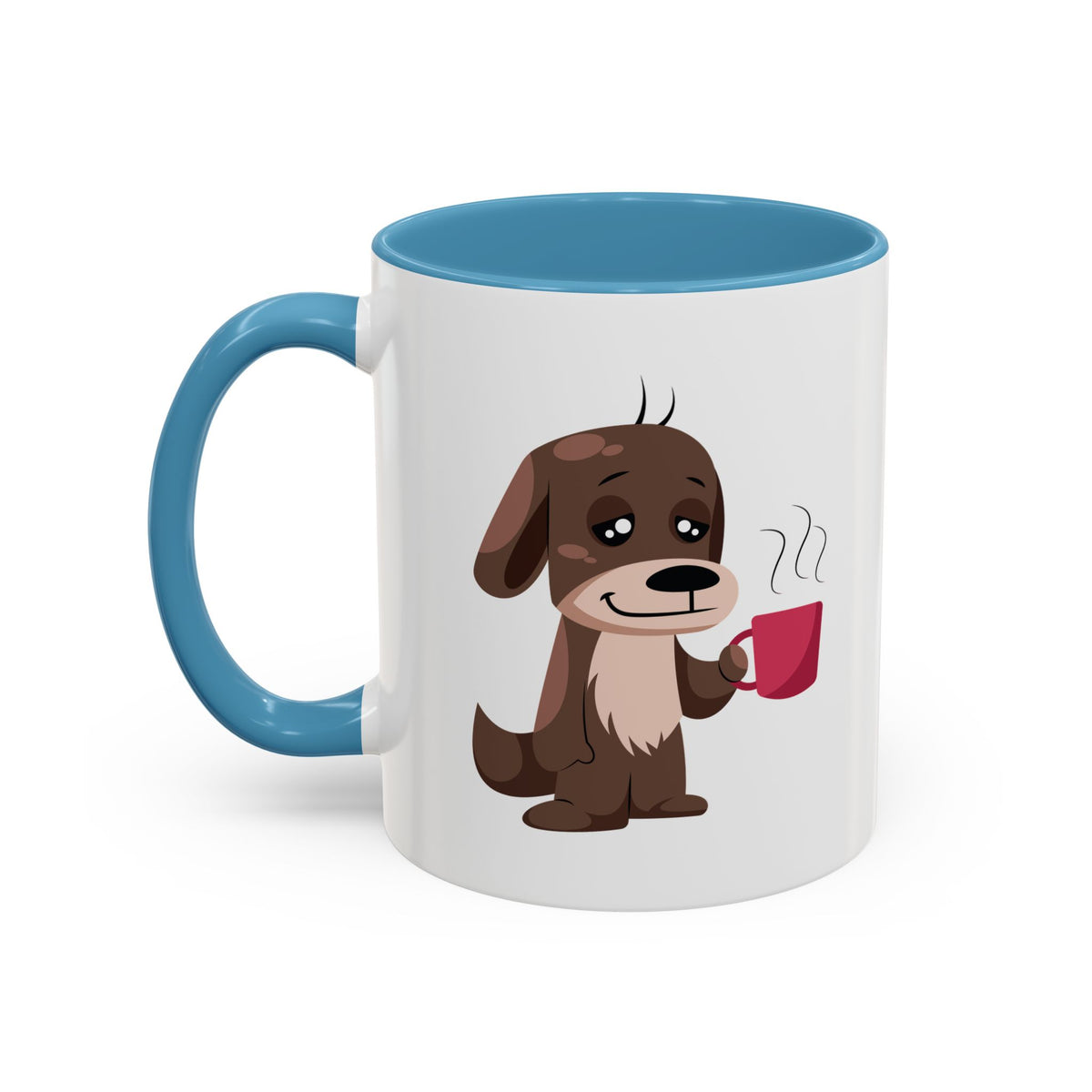 Cute Coffee Dog Mug — Adorable Puppy Holding Coffee Accent Mug (11/15 oz)