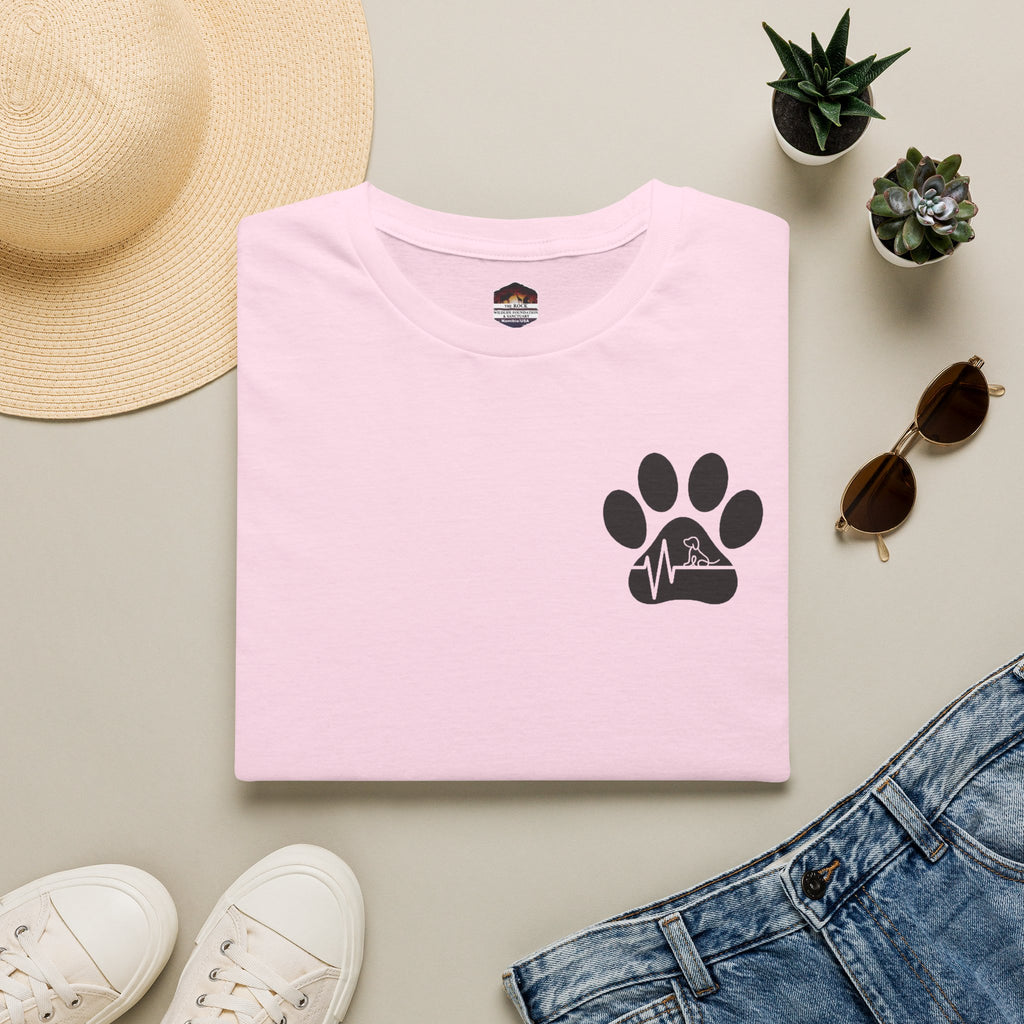 T-Shirt — Paw & Heartbeat EKG Design (Pet Lover Tee)