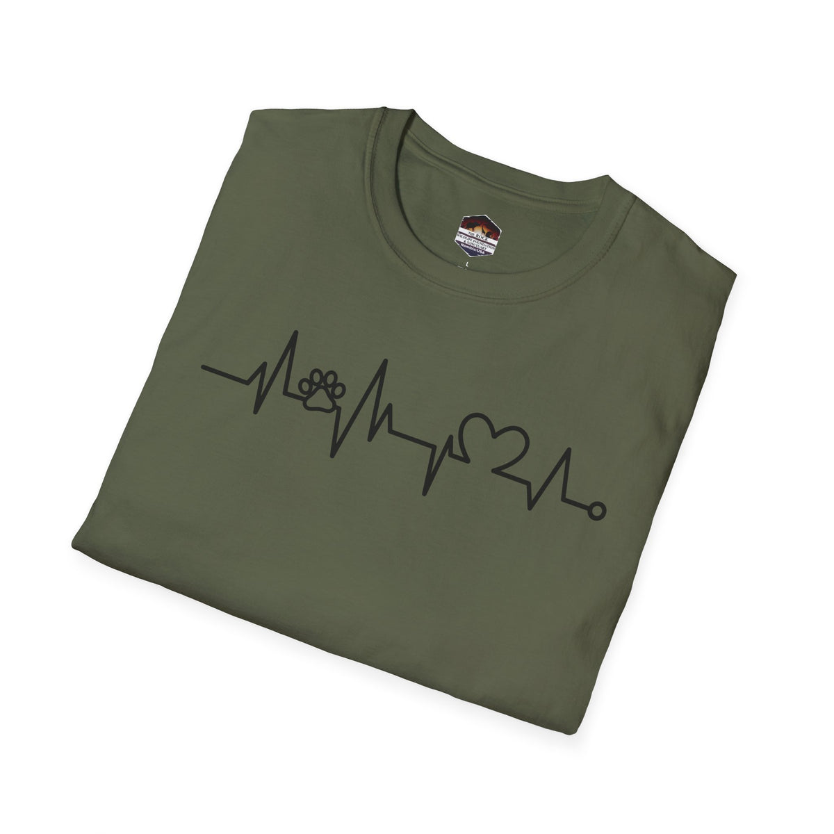 Heartbeat Paw & Heart T-Shirt — Pet Lover EKG Tee