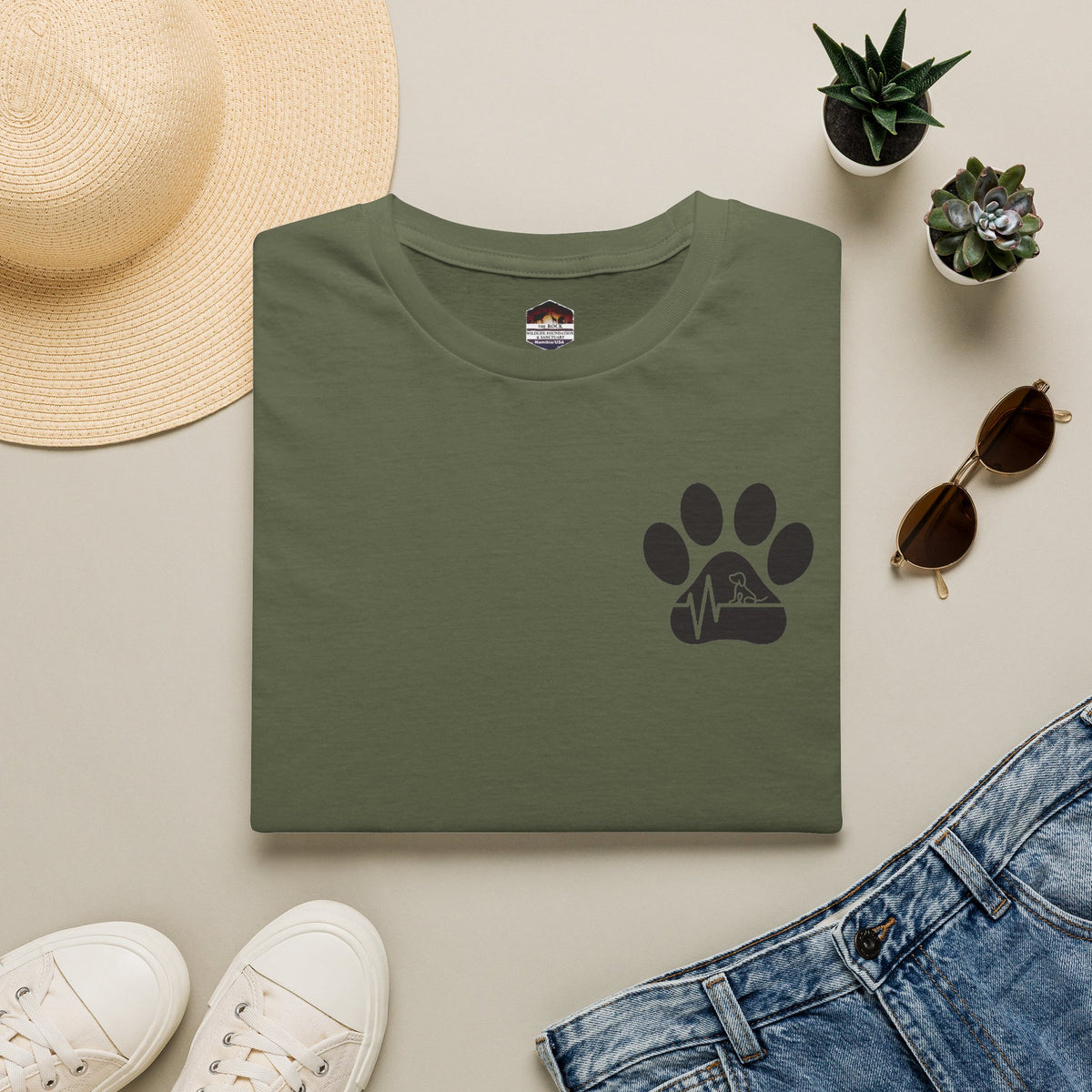 T-Shirt — Paw & Heartbeat EKG Design (Pet Lover Tee)