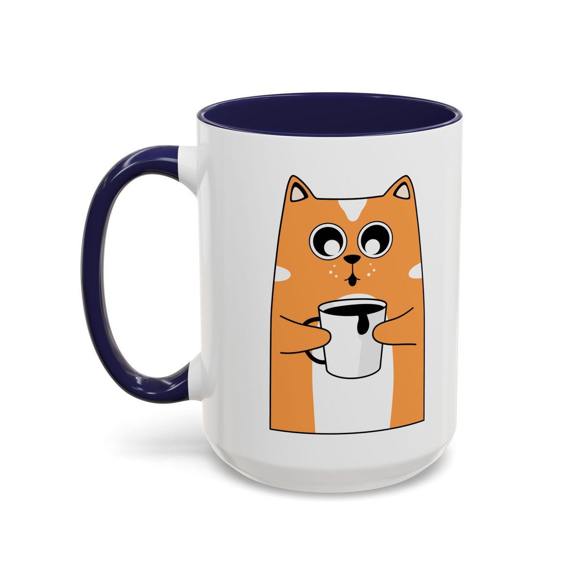 Sleepy Cat Accent Mug — 11/15oz Coffee Cup with Cat Design