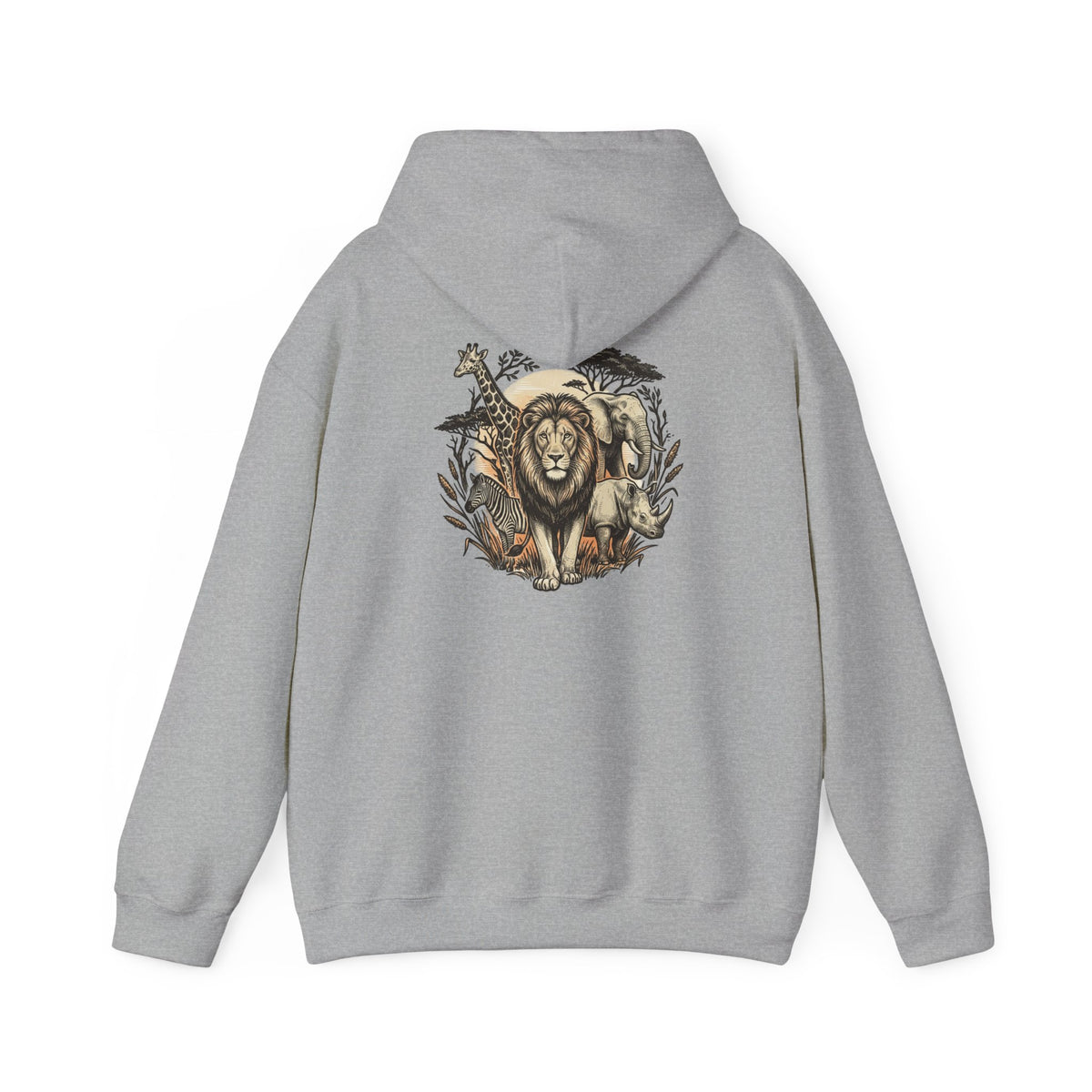 Safari Wildlife Lion Hoodie — Vintage Animal Graphic Pullover