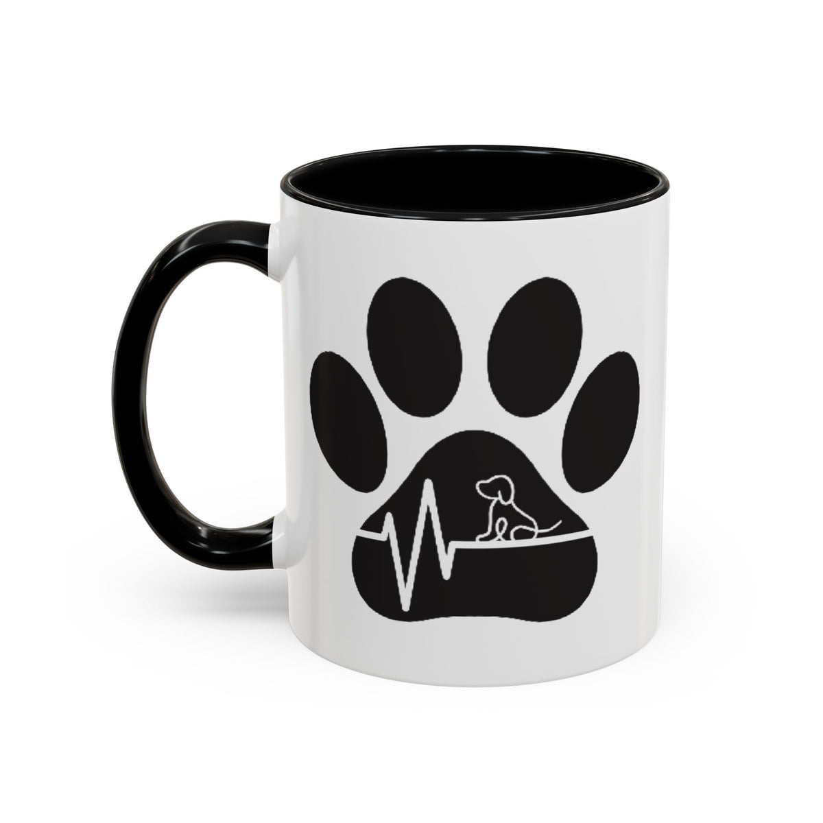 Dog Paw Heartbeat Coffee Mug — Pet Lover Accent Mug (11/15oz)