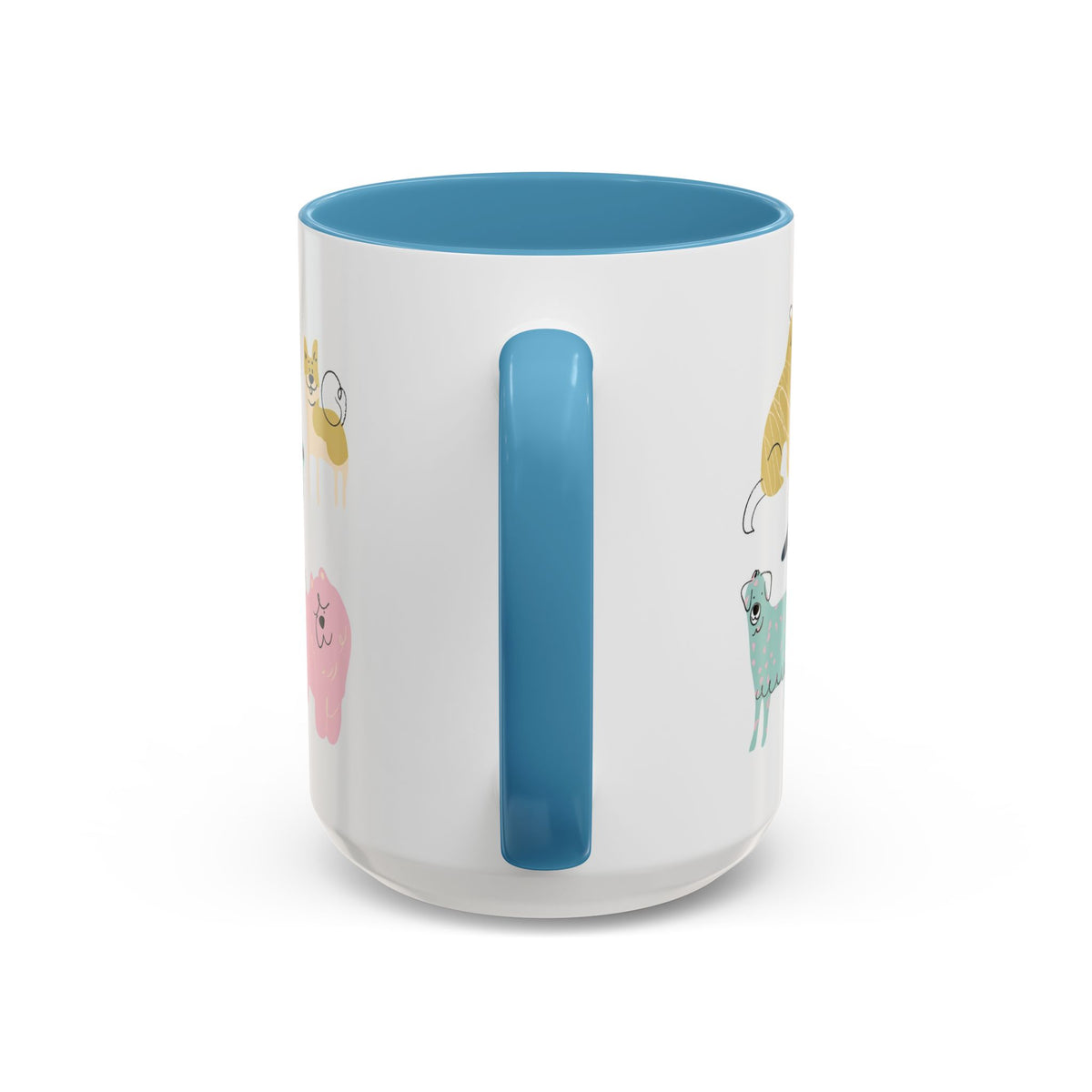 Dog Pattern Accent Coffee Mug — Cute Colorful Dog Breed Illustration (11/15 oz)