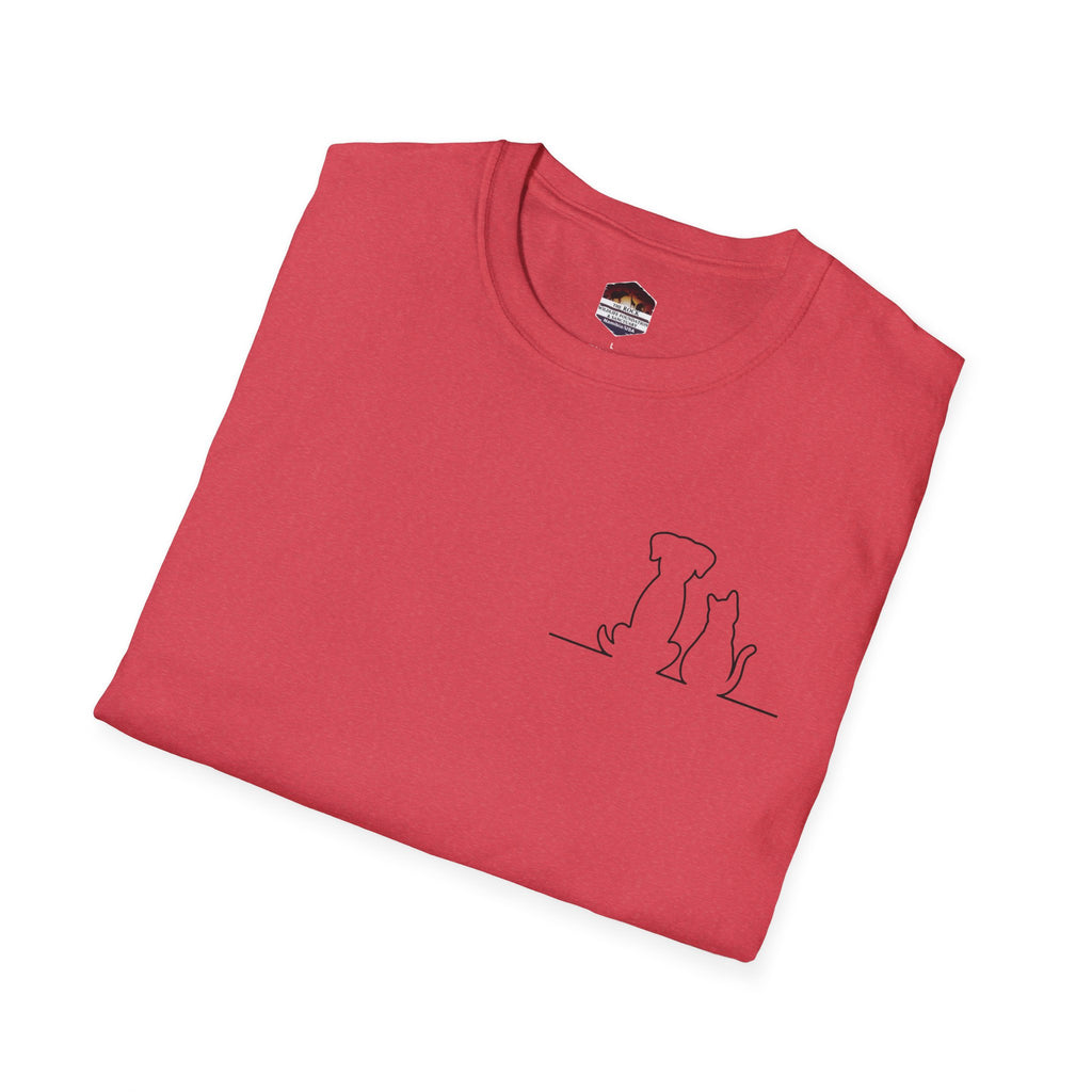 Dog and Cat Outline Tee — Minimal Pet Silhouette T-Shirt