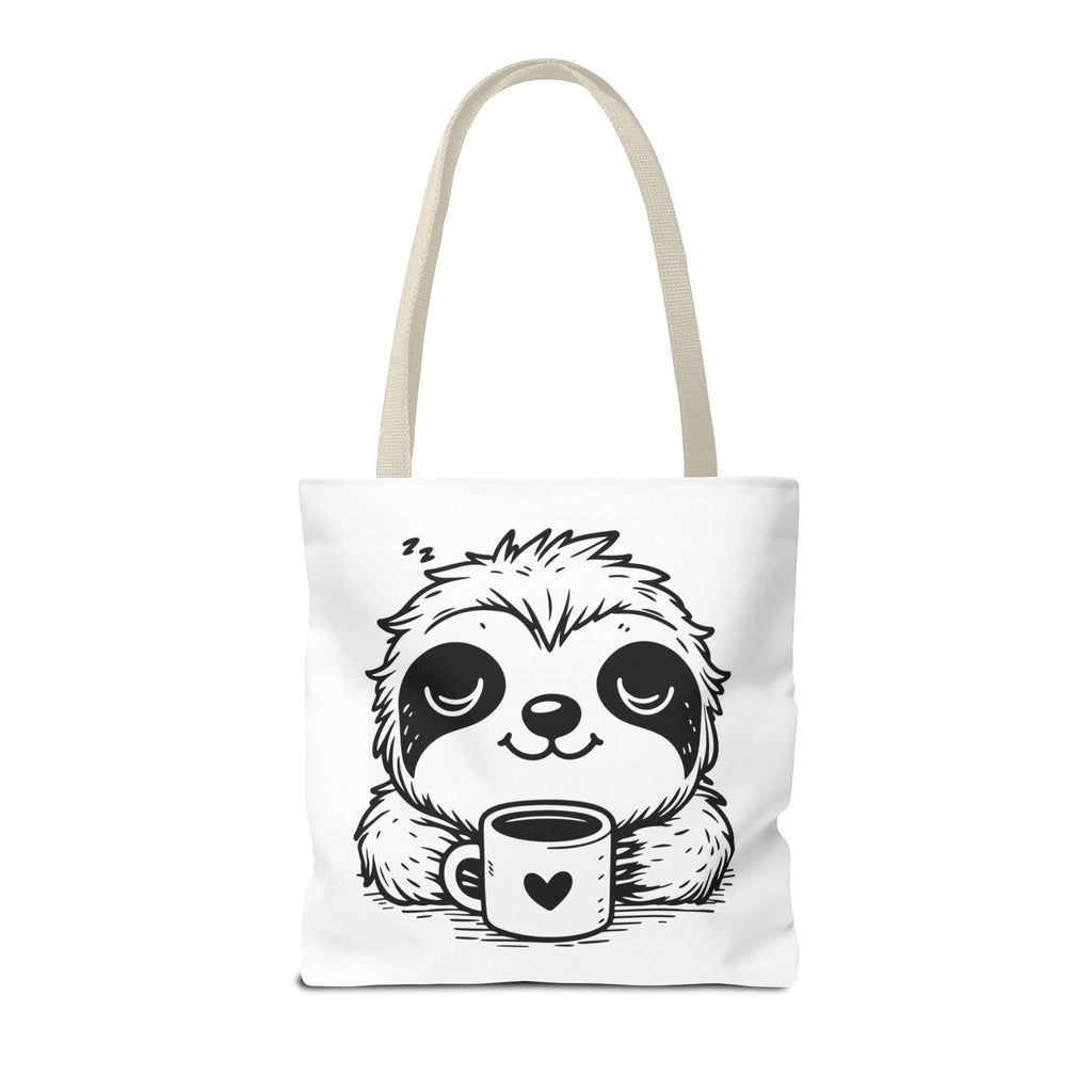 Sloth Coffee Tote Bag — Cute Relaxed Sloth Holding Mug