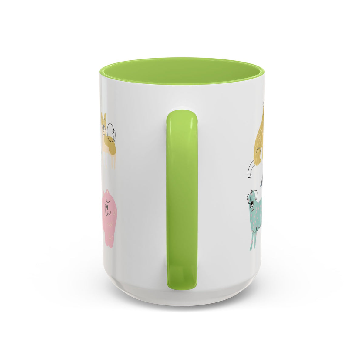 Dog Pattern Accent Coffee Mug — Cute Colorful Dog Breed Illustration (11/15 oz)