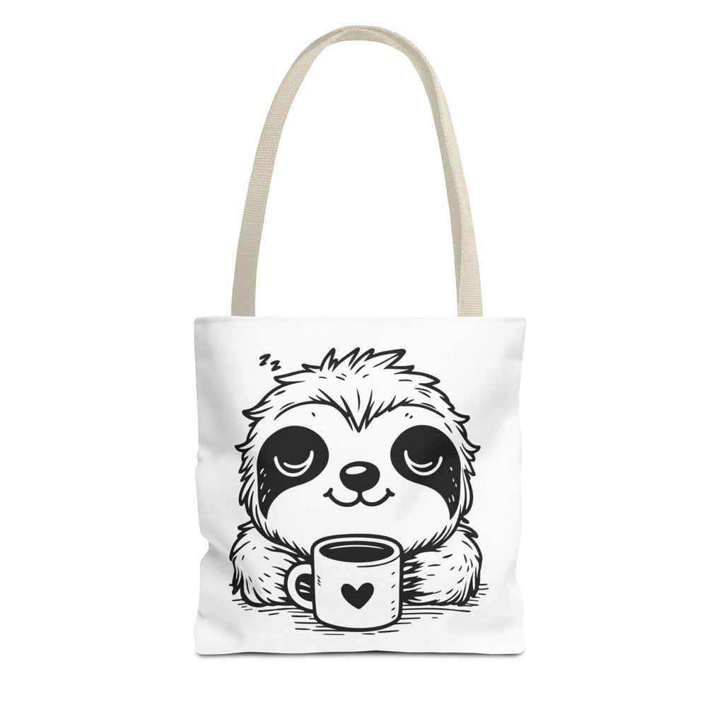 Sloth Coffee Tote Bag — Cute Relaxed Sloth Holding Mug