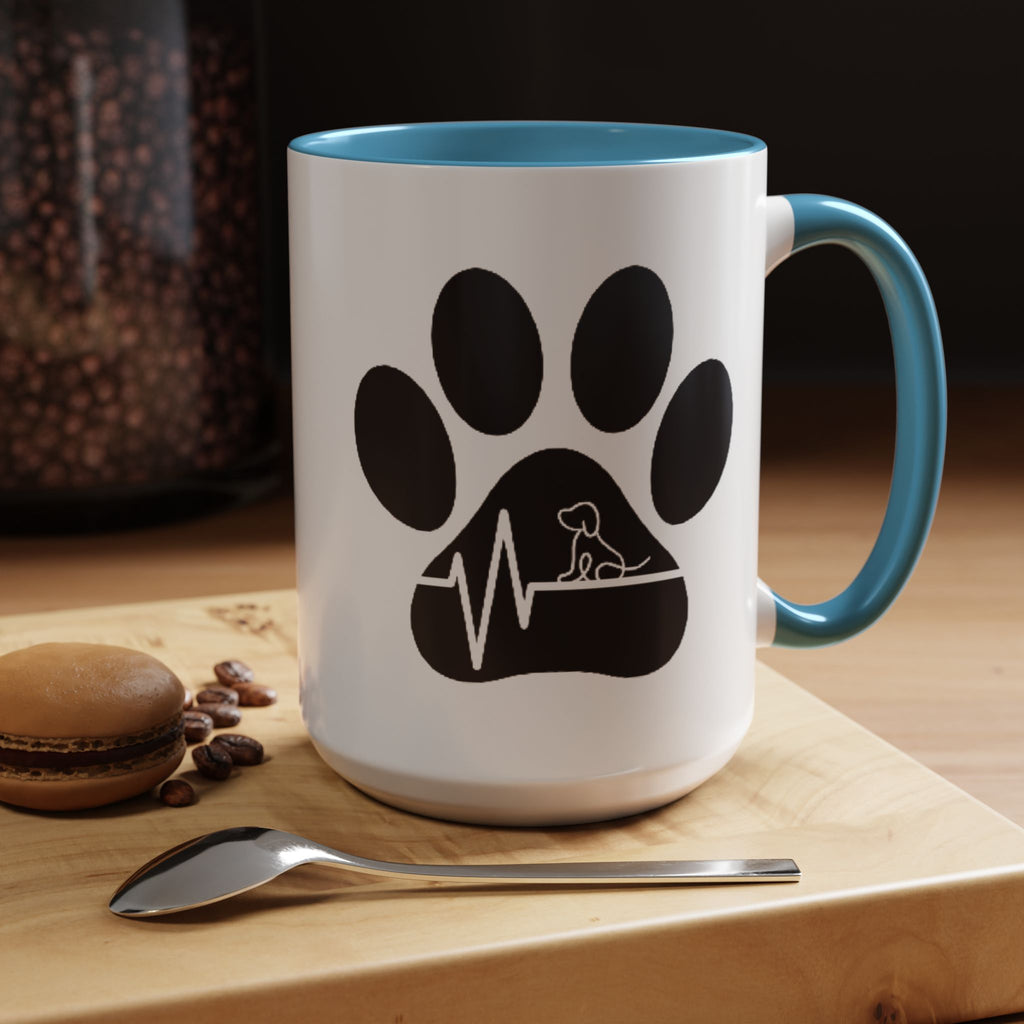 Dog Paw Heartbeat Coffee Mug — Pet Lover Accent Mug (11/15oz)