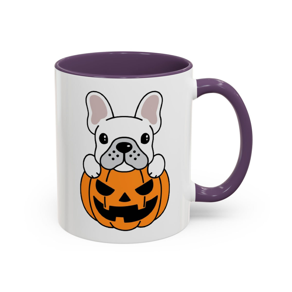 French Bulldog Halloween Coffee Mug – Cute Pup Peeking from Jack-o'-Lantern Accent Mug (11/15oz)
