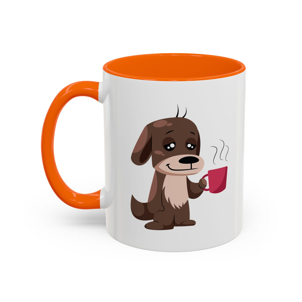 Cute Coffee Dog Mug — Adorable Puppy Holding Coffee Accent Mug (11/15 oz)