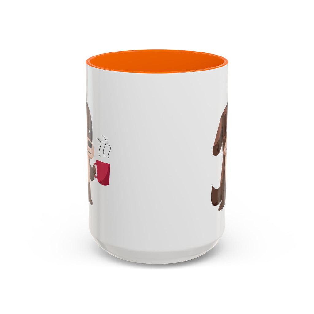 Cute Coffee Dog Mug — Adorable Puppy Holding Coffee Accent Mug (11/15 oz)