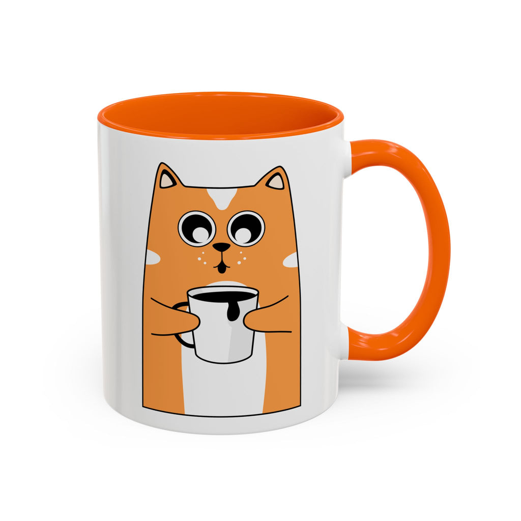 Sleepy Cat Accent Mug — 11/15oz Coffee Cup with Cat Design