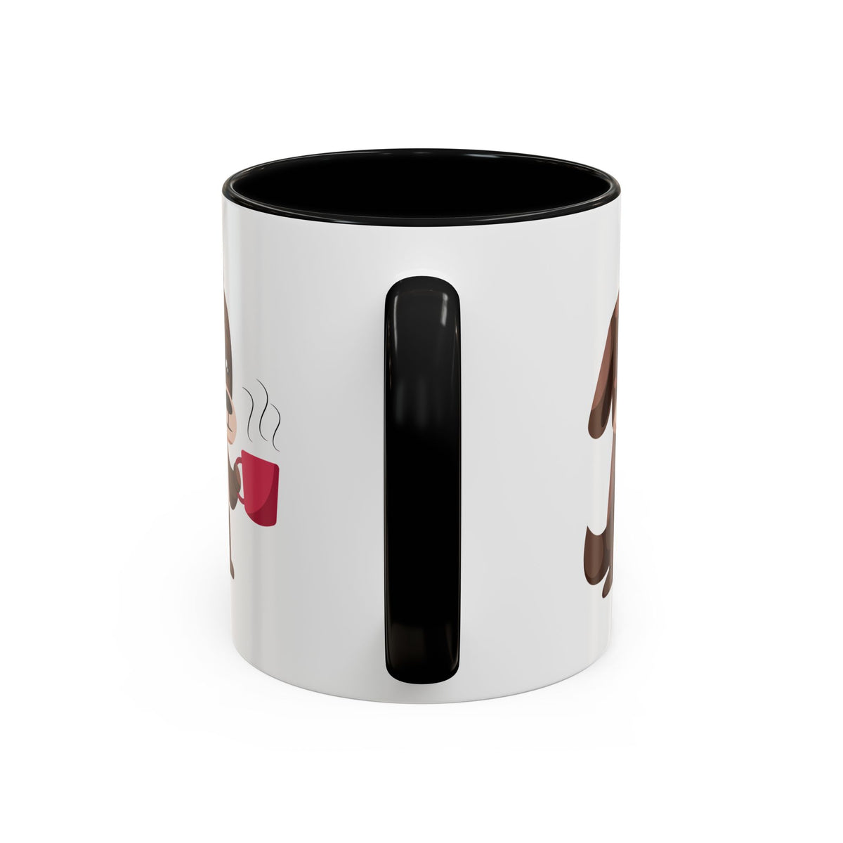 Cute Coffee Dog Mug — Adorable Puppy Holding Coffee Accent Mug (11/15 oz)