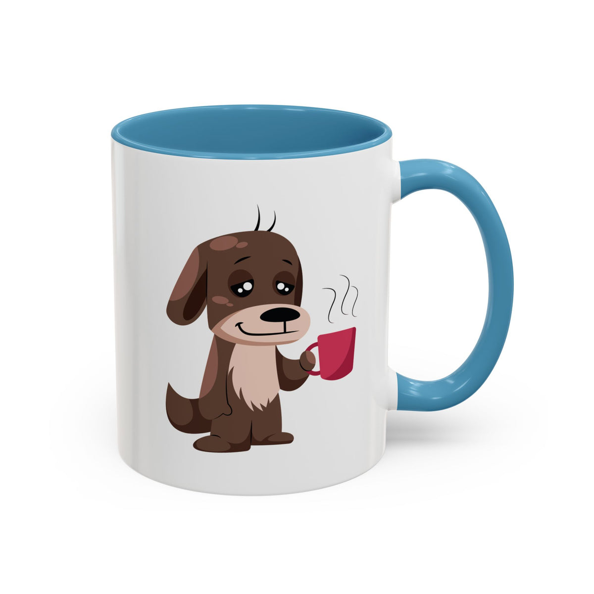 Cute Coffee Dog Mug — Adorable Puppy Holding Coffee Accent Mug (11/15 oz)