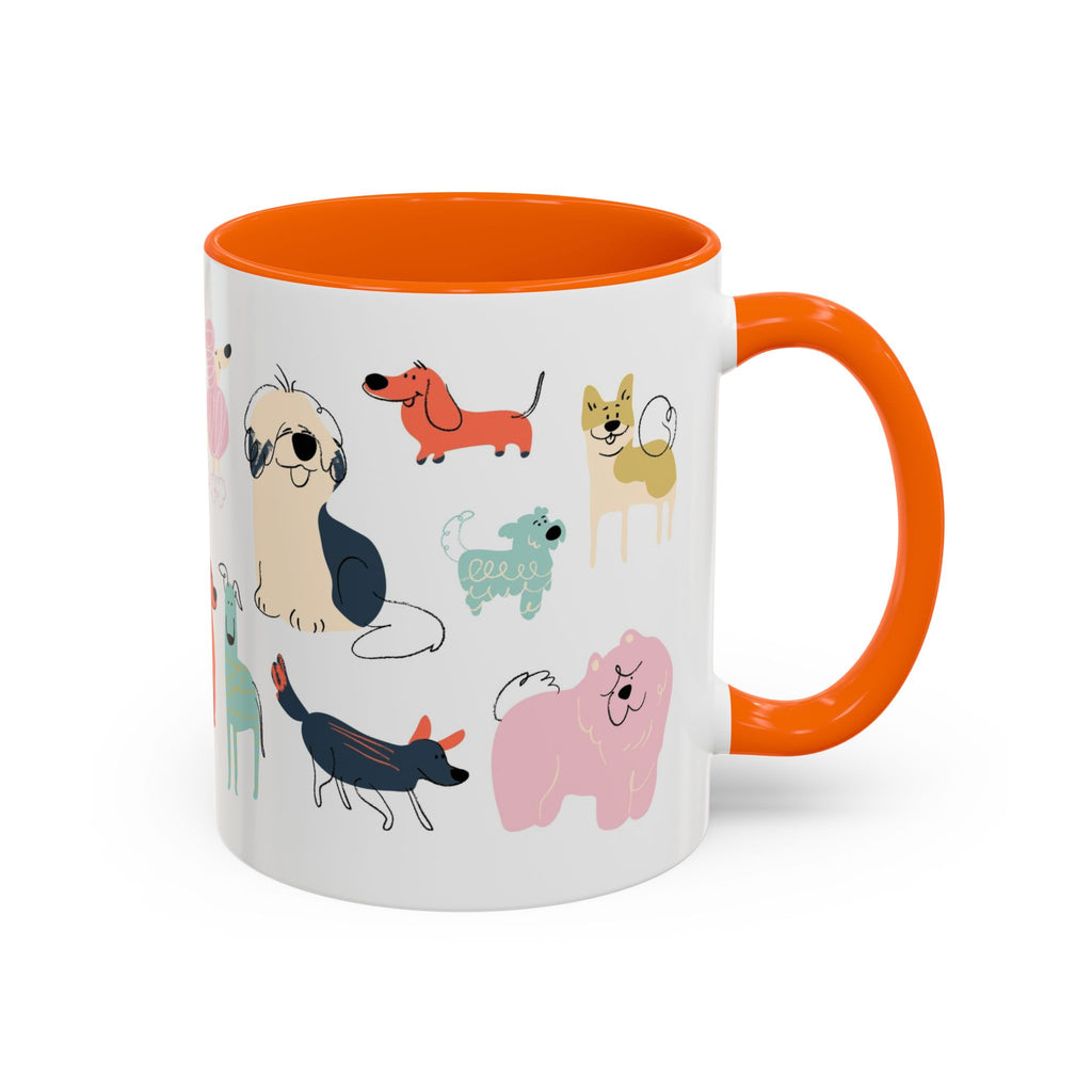Dog Pattern Accent Coffee Mug — Cute Colorful Dog Breed Illustration (11/15 oz)