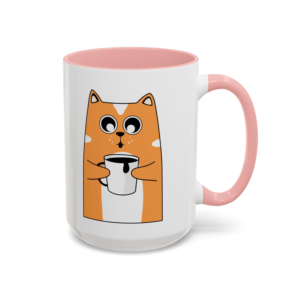 Sleepy Cat Accent Mug — 11/15oz Coffee Cup with Cat Design