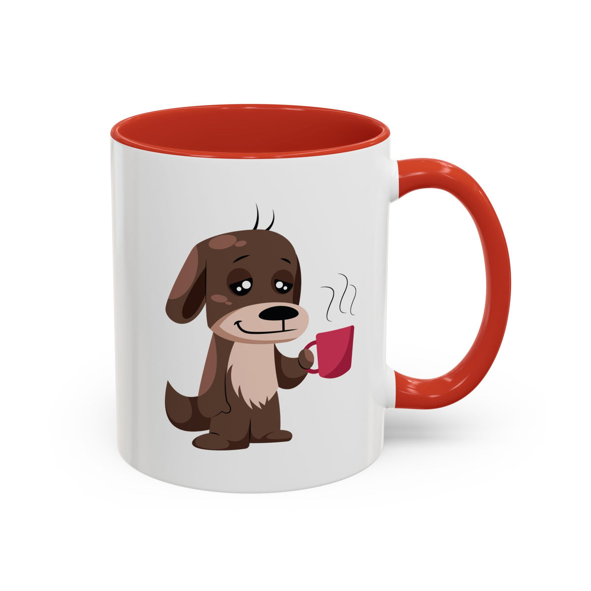 Cute Coffee Dog Mug — Adorable Puppy Holding Coffee Accent Mug (11/15 oz)