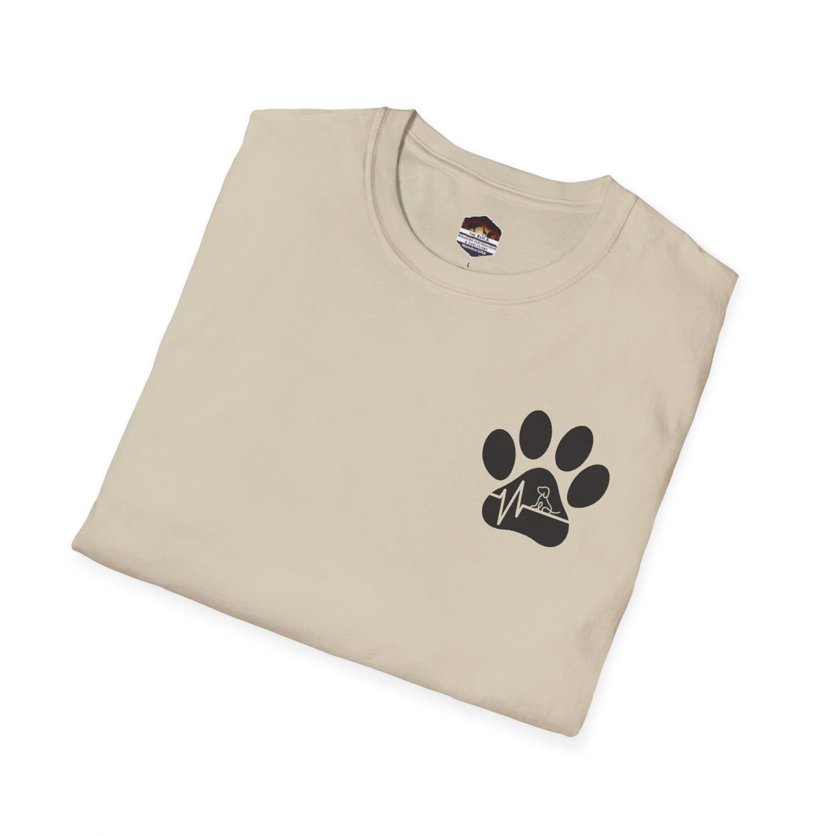 T-Shirt — Paw & Heartbeat EKG Design (Pet Lover Tee)