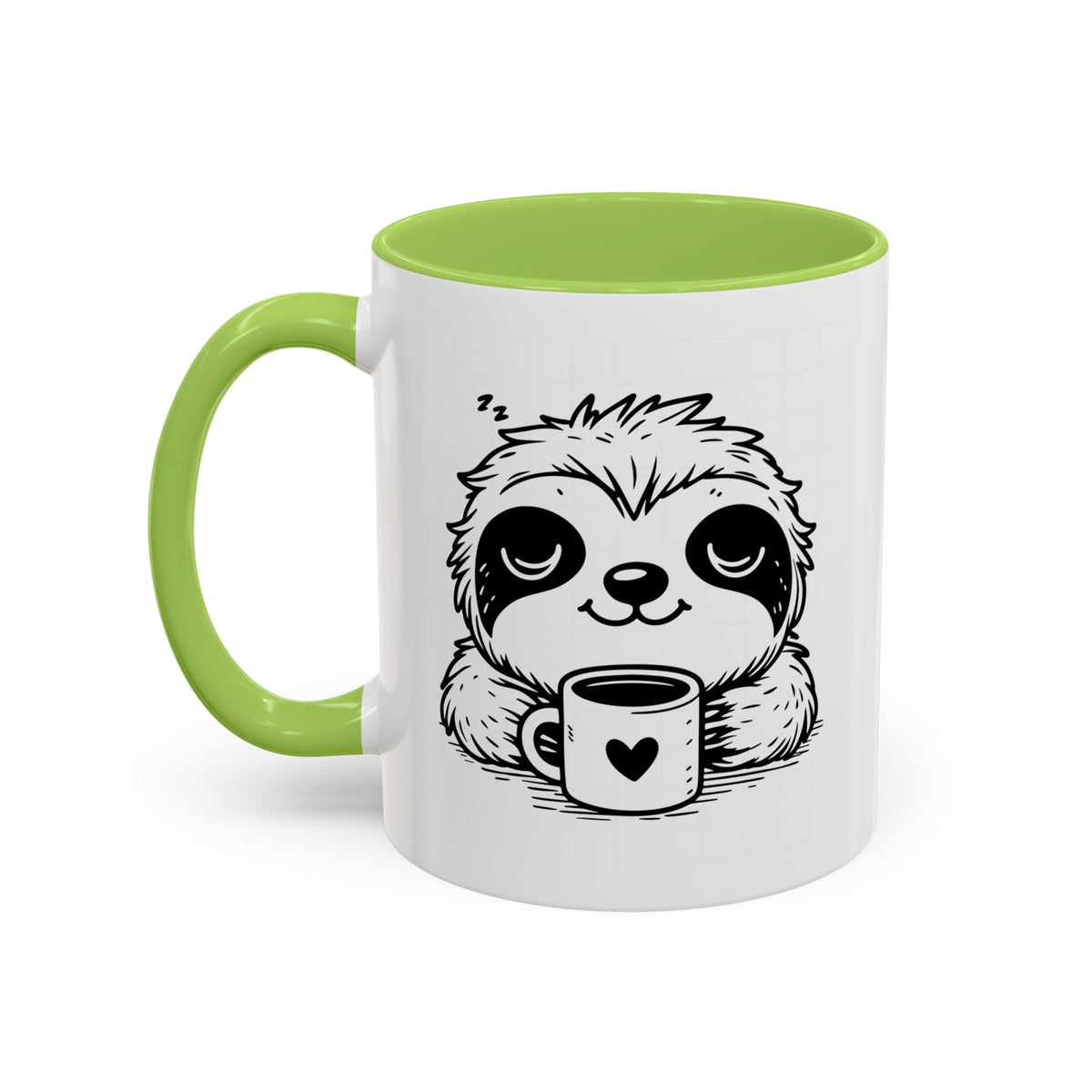 Cute Sloth Coffee Mug (Accent, 11/15oz) — Adorable Cartoon Sloth Holding Coffee Cup
