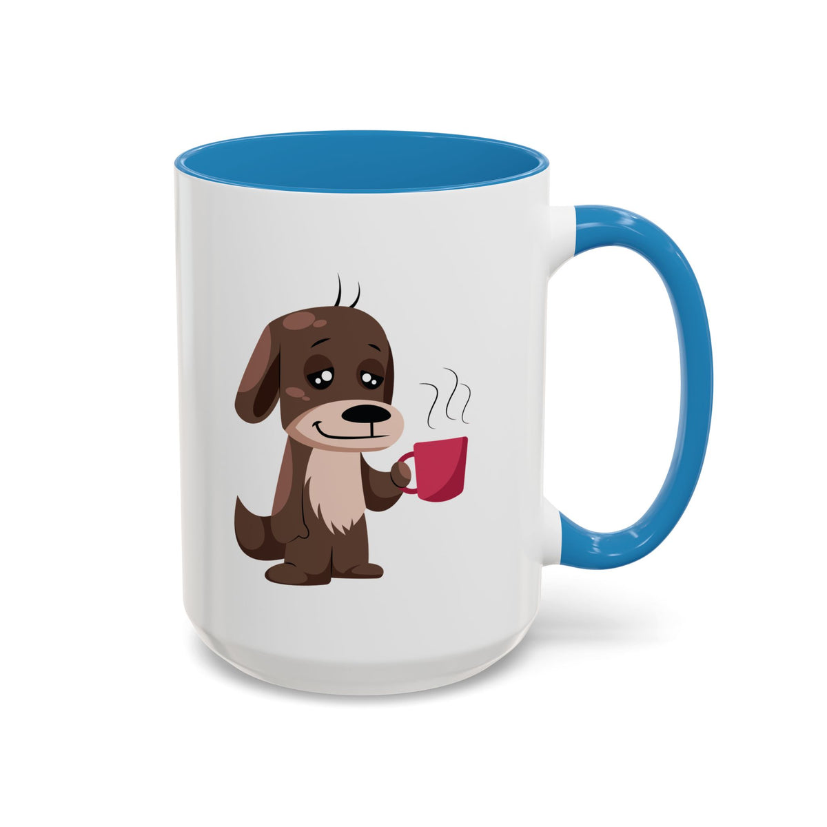 Cute Coffee Dog Mug — Adorable Puppy Holding Coffee Accent Mug (11/15 oz)