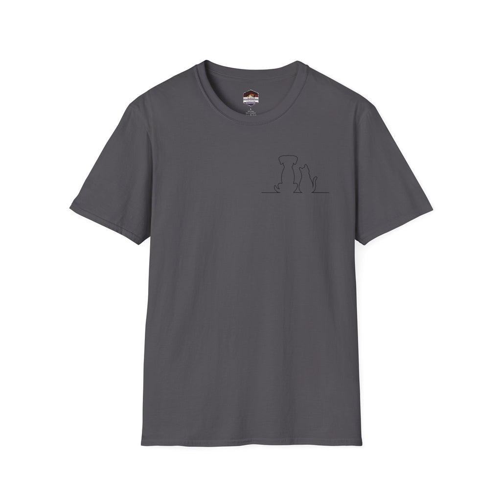 Dog and Cat Outline Tee — Minimal Pet Silhouette T-Shirt
