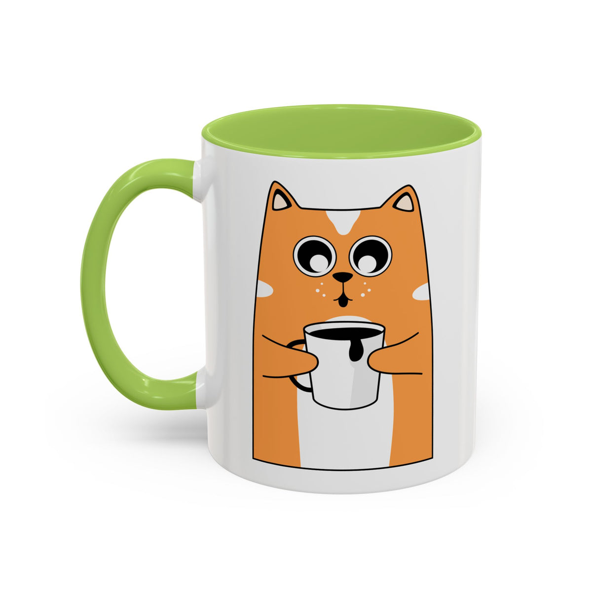 Sleepy Cat Accent Mug — 11/15oz Coffee Cup with Cat Design