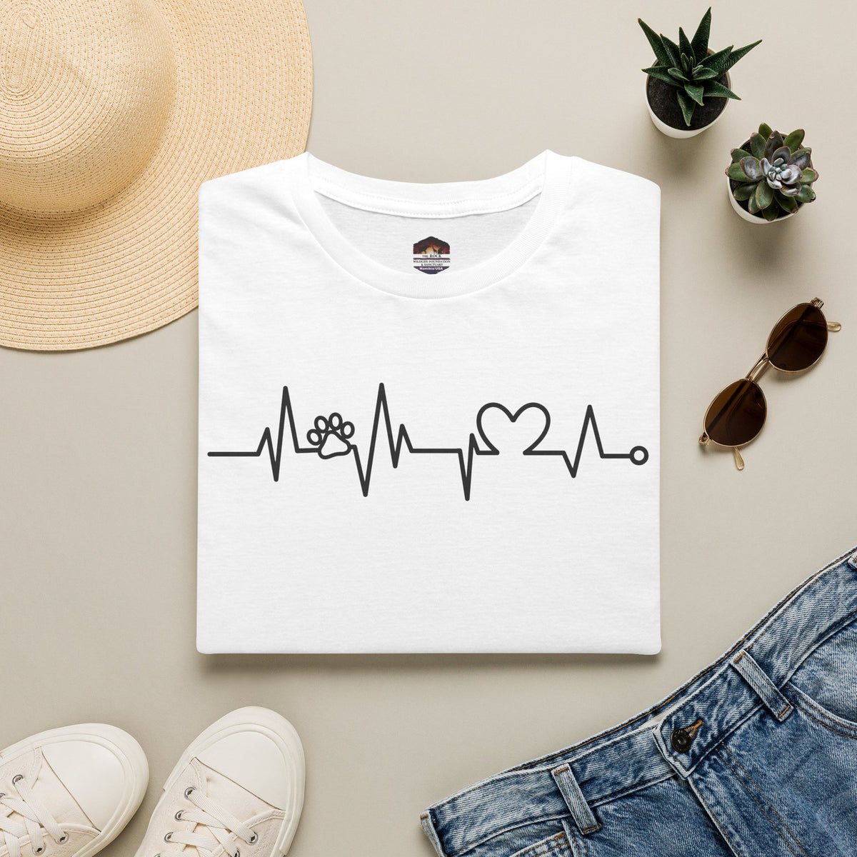 Heartbeat Paw & Heart T-Shirt — Pet Lover EKG Tee