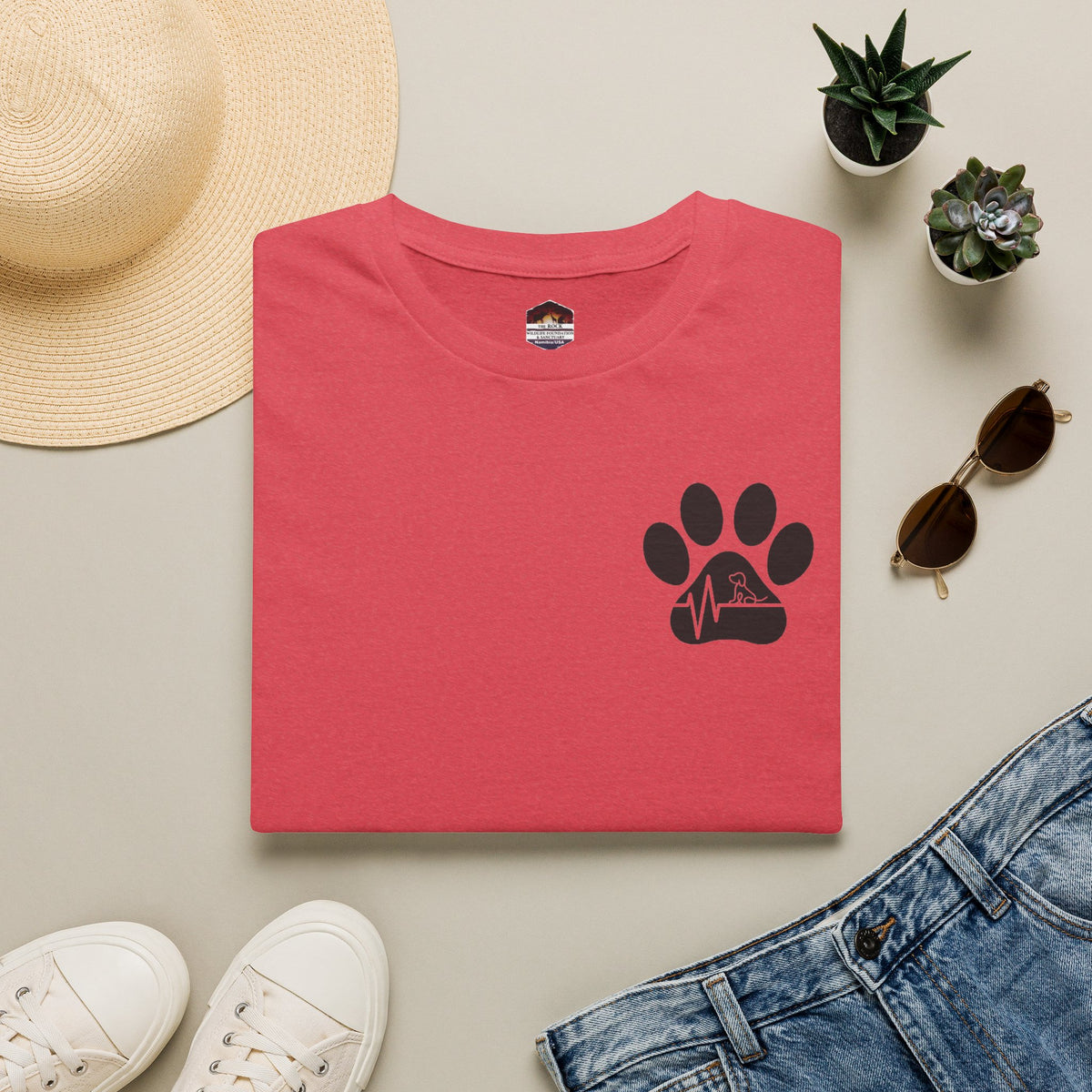 T-Shirt — Paw & Heartbeat EKG Design (Pet Lover Tee)