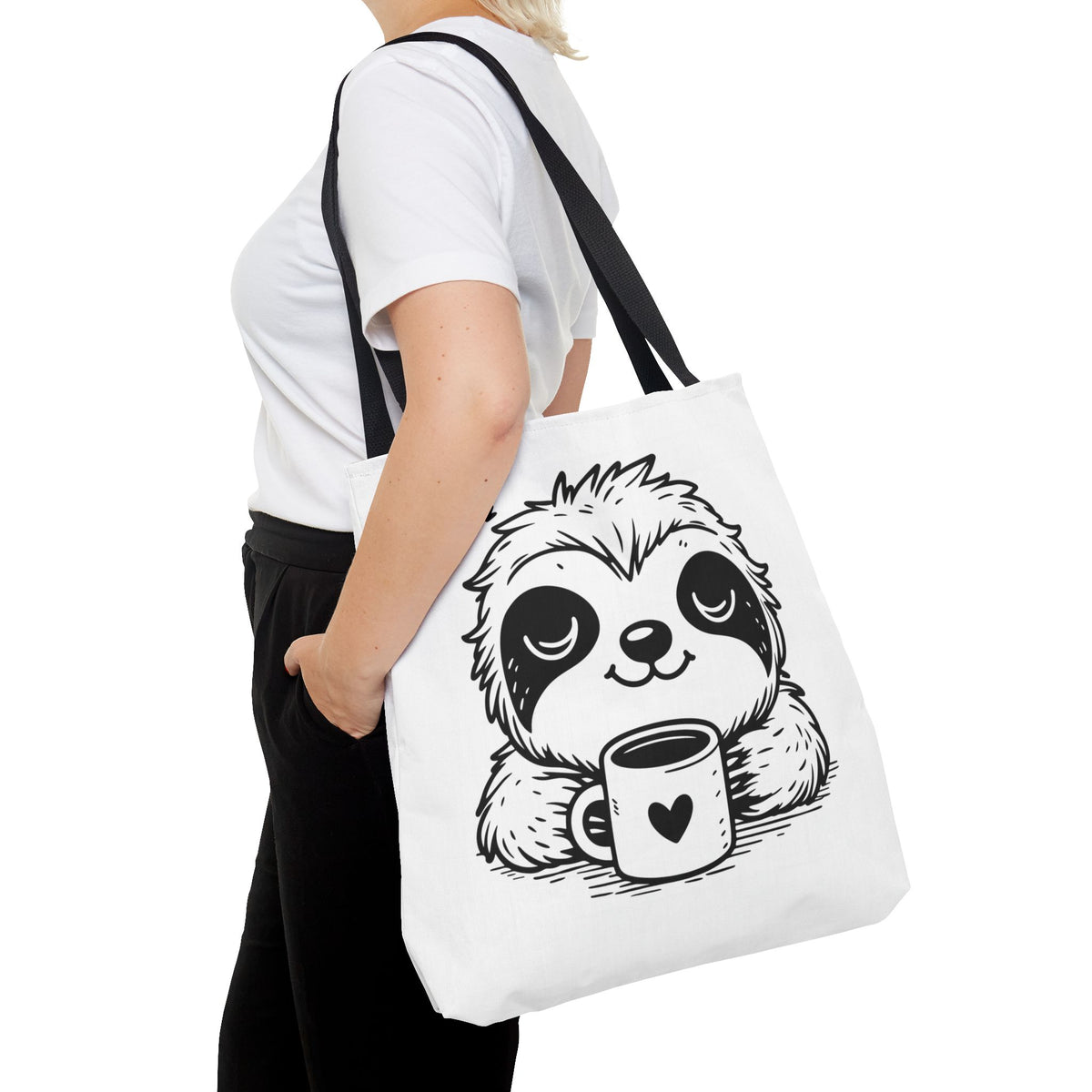 Sloth Coffee Tote Bag — Cute Relaxed Sloth Holding Mug