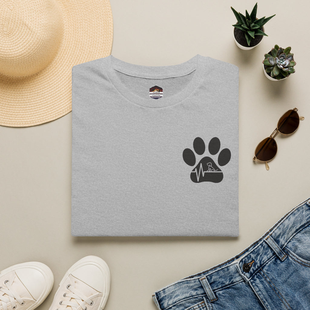 T-Shirt — Paw & Heartbeat EKG Design (Pet Lover Tee)