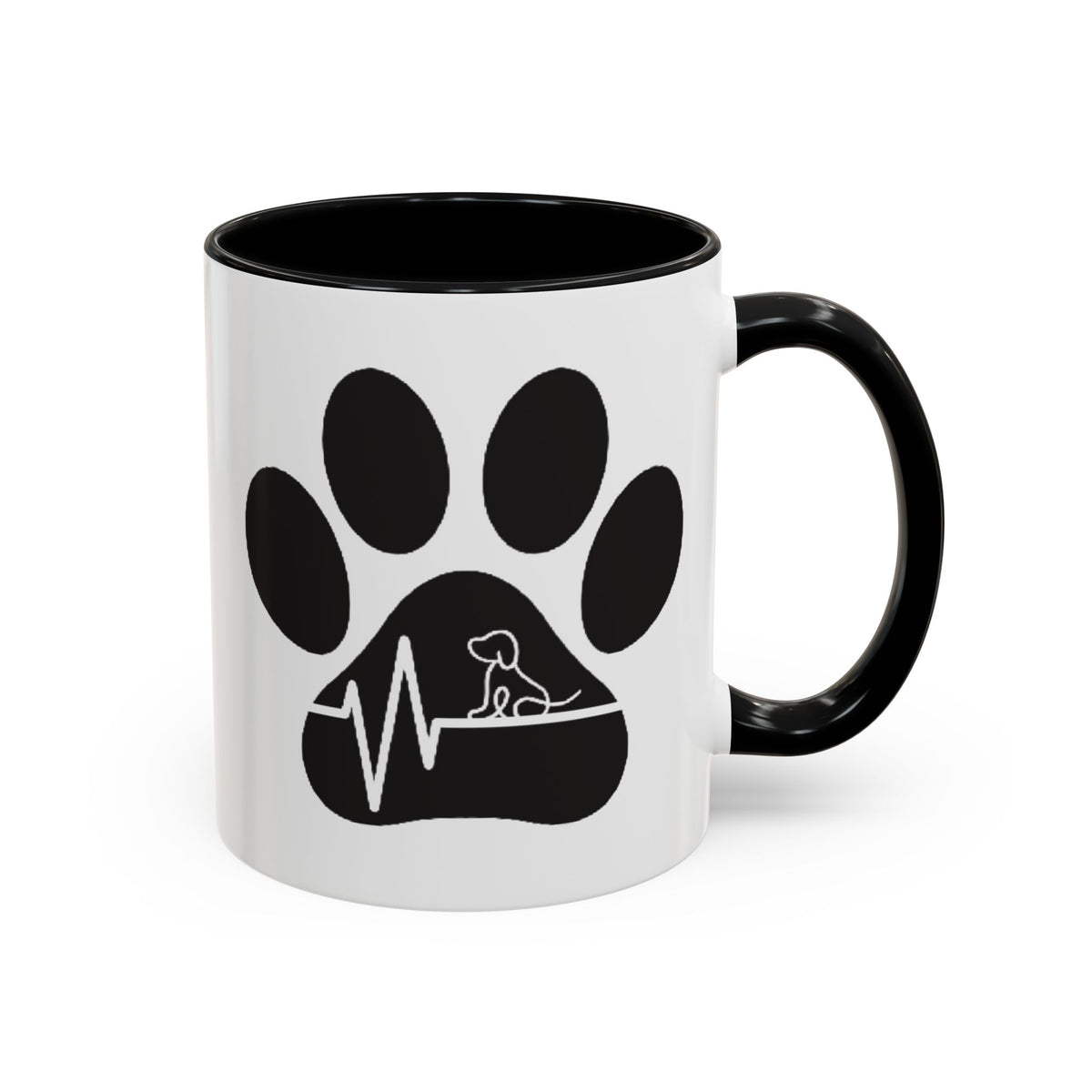 Dog Paw Heartbeat Coffee Mug — Pet Lover Accent Mug (11/15oz)