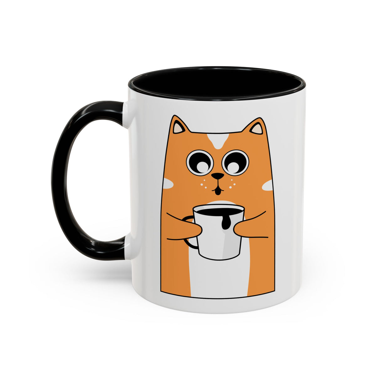 Sleepy Cat Accent Mug — 11/15oz Coffee Cup with Cat Design