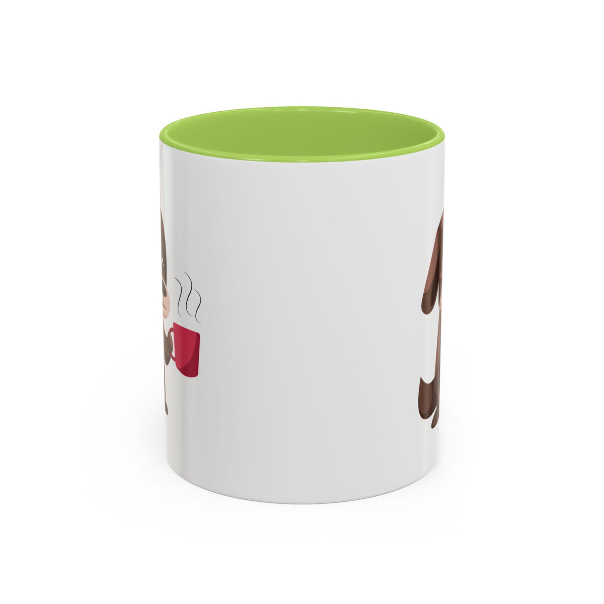 Cute Coffee Dog Mug — Adorable Puppy Holding Coffee Accent Mug (11/15 oz)