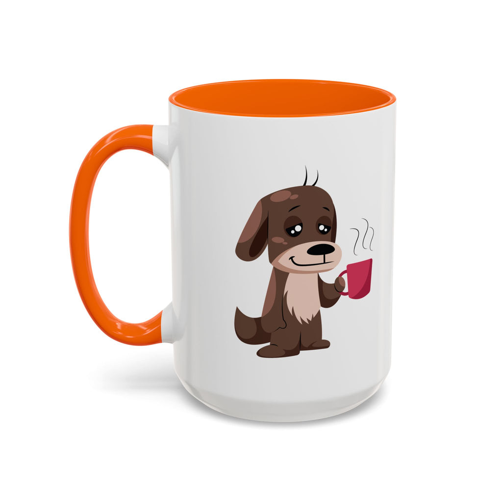Cute Coffee Dog Mug — Adorable Puppy Holding Coffee Accent Mug (11/15 oz)